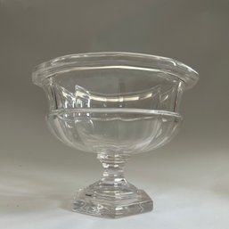 Large Vintage Crystal Footed Heavy Pedestal Bowl (Living Room) (MB12)