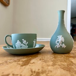 Vintage 3 Piece Wedgwood Jasperware Olive Green Set (BR)