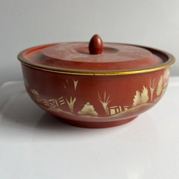 Vintage Stenciled Tin With Lid (LL)
