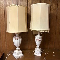 Pair Of Vintage Porcelain Table Lamps (basement)