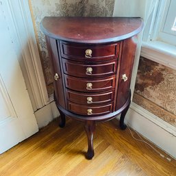Wood-Finish Half-Circle Jewelry Chest (Spare Room)