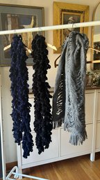 Trio Of Vintage Handmade Scarfs, Felted Wool And Chenille, By Diane Jackson Cole (DJC)