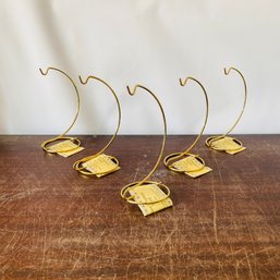 Small Brass Ornament Hangers - Set Of Five (Loc: CH Garage)