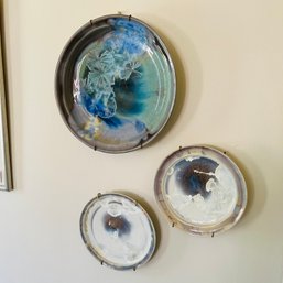 Set Of Three Pottery Plates (dining Room)