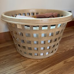 Vintage Plastic Laundry Basket With Pillow Cases And Small Waste Basket (BR 1)