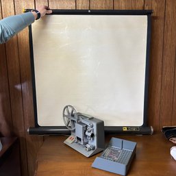 Vintage Film Projector And Projector Screen (Basement)