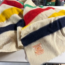 Vintage HUDSON'S BAY POINT BLANKET, 100% Wool, Made In England, 60x80 (right)