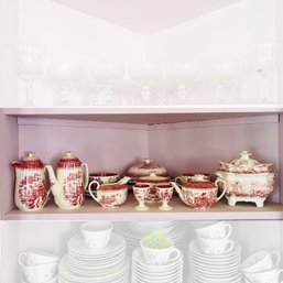 Vintage Copeland Spode 'Mandarin' Red And White China Set (Dining Room)