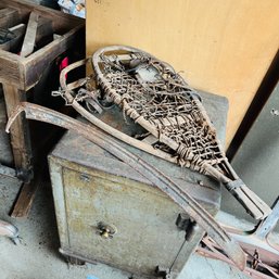 Pair Of Vintage Snowshoes And Scythe Blade