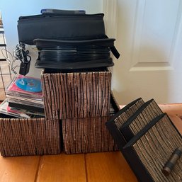 Assorted CDs And Cassette Tapes With Storage Bins, With Zip Drive (DR)