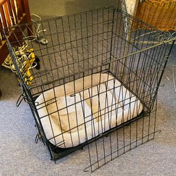 Small Black Metal Dog Crate With Bed 24'x18'x20' (Attic)