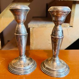 Pair Of Sterling Silver Weighted Candlesticks (Zone 2)