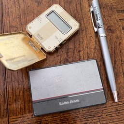 Vintage Solar Calculator, Seiko Clock And Pen (DR)