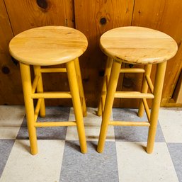 Pair Of Sturdy Wooden Stools (Basement Workshop Table)