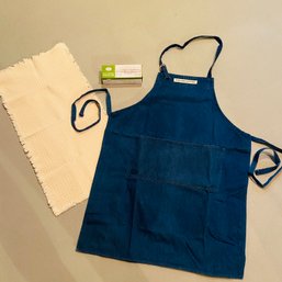 Denim Williams Sonoma Apron, Power Dishcloth Hanger, & Off White Table Runner (Basement)