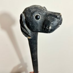 Wow! Vintage Wooden Walking Stick With Dog Head Handle