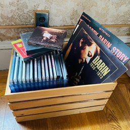 CDs And Record Lot In Wooden Crate (Spare Room)