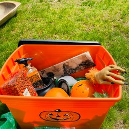 Large Bin Of Assorted Halloween Decorations