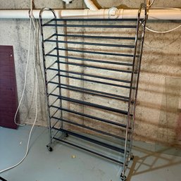 Tall Rolling Metal Shoe Rack (Bsmt)