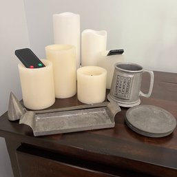 Gene Lesch Pewter Pieces With Battery-operated Candles With Remotes (DR)