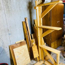 Large Wooden Storage Rack And Scrap Wood Pile (Basement Rear)