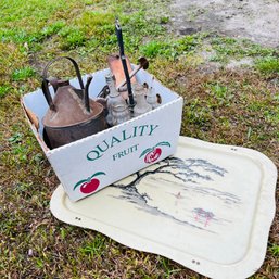 Farmhouse Finds: Tray Top, Metal Can, Bottle Rack, Etc.