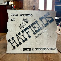 Rustic Vintage Double Sided Hanging Wood Sign 'the Studio At Hayfields' (Barn)