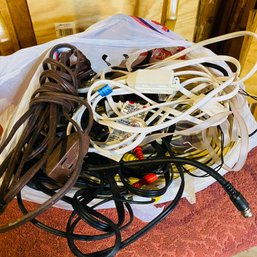 Assorted Power Cords, Coaxle Cable, AV Cords, And Wire Lot (Basement Rear)