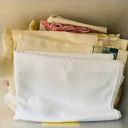 Large Bin Of Assorted Table Linens No. 1 (Spare Room)