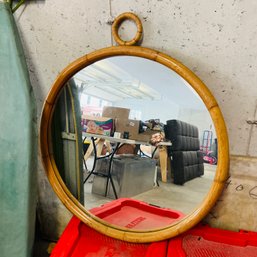 Vintage Round Bamboo Frame Mirror