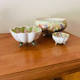 Vintage Footed Bowls With Limoges Piece (BR 2)