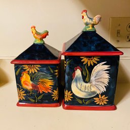 Matching Susan Winget Rooster And Sunflower Food Canisters (Kitchen)