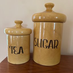 Pair Of Vintage Lidded Sugar & Tea Canisters (Up)