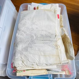 Large Bin Of Assorted Table Linens No. 2 (Spare Room)