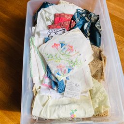 Large Bin Of Assorted Table Linens No. 3 (Spare Room)