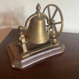Leonard Silver Mfg. Vintage Brass Bell With Wood Stand (BR)