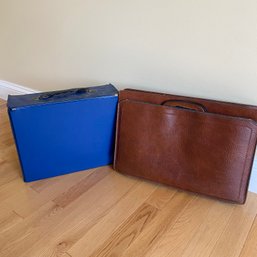 Vintage Brown Leather Attache Case, Leather Notepad Holder & File Case (LR)