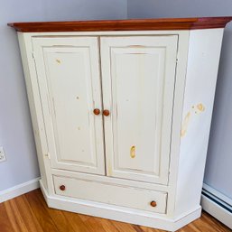 Large Wood Corner Cabinet With Bottom Drawer & Open Back (small Bedroom Left Side)