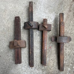 Lot Of Four Vintage Wood Sliding Mortise Gauges (Garage Right)
