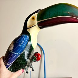 Vintage Mexican Paper Mache Tucan On Perch - Signed - See Notes