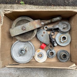 Lot Of Assorted Vintage Pulleys & Other Parts (Garage Right)