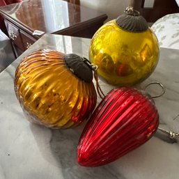 Set Of Three Vintage Glass Ornaments (MB)