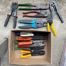Lot Of Assorted Wire Strippers And Crimpers (Garage Right)