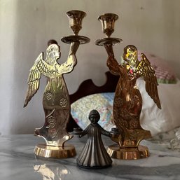 Trio Of Vintage Metal Holiday Candle Holders (MB)