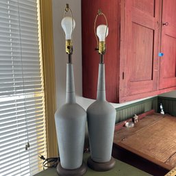 Pair Of Gray Painted Lamps (DR)