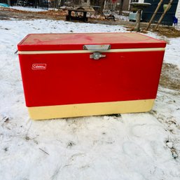 Vintage Red Coleman Cooler With Accessories (Barn)