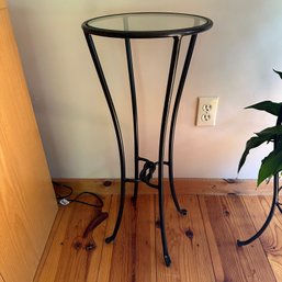 Glass Topped Metal Side Table/Plant Stand (1st Floor Office)
