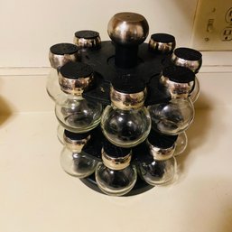 Two-Tier Spinning Spice Rack With Stainless Steel And Black Finish (Kitchen)