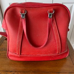 Vintage Faux Leather, Cherry Red Tiara Carry On Luggage Bag (BSMT BR)