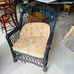 Sturdy Antique Wicker Chair With Cushions